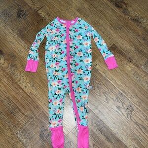 Floral Kids One Piece Bamboo with Pink Accents